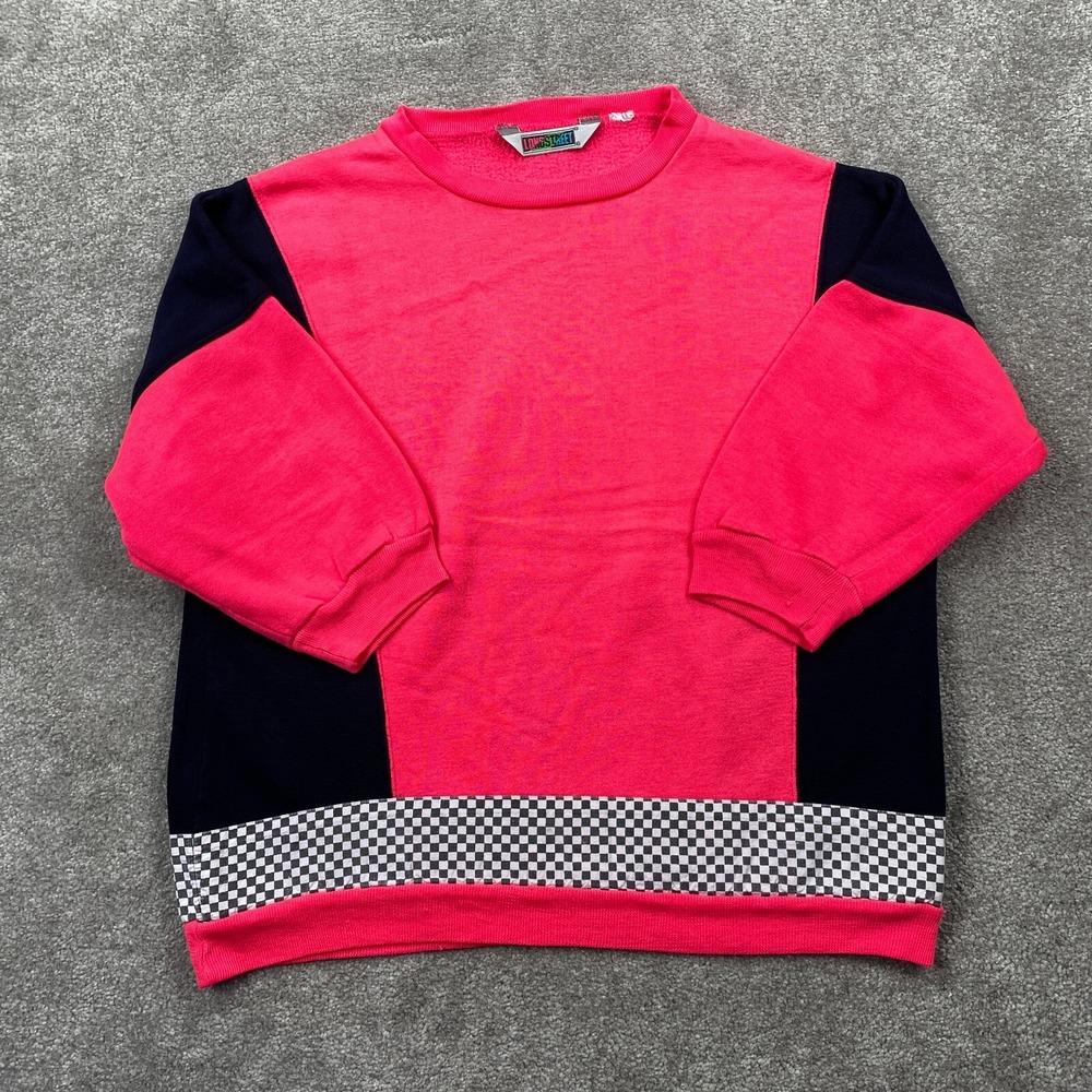 Longstreet Women's Colorblock Stretch Fleece Pullover Sweatshirt Size M Hot Pink